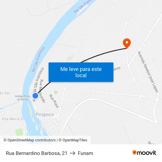 Rua Bernardino Barbosa, 21 to Funam map