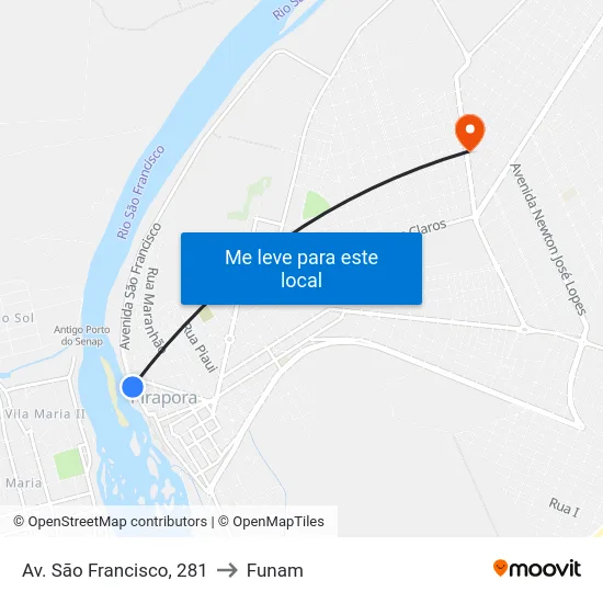 Av. São Francisco, 281 to Funam map