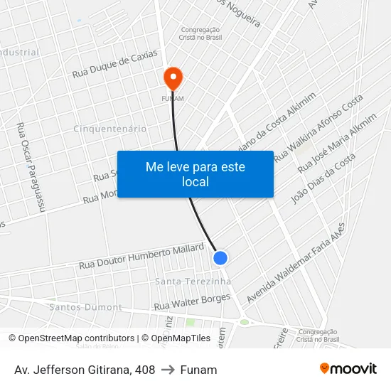 Av. Jefferson Gitirana, 408 to Funam map