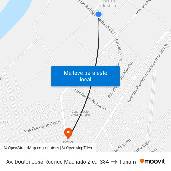 Av. Doutor José Rodrigo Machado Zica, 384 to Funam map