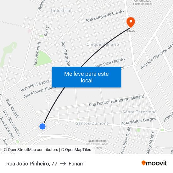 Rua João Pinheiro, 77 to Funam map