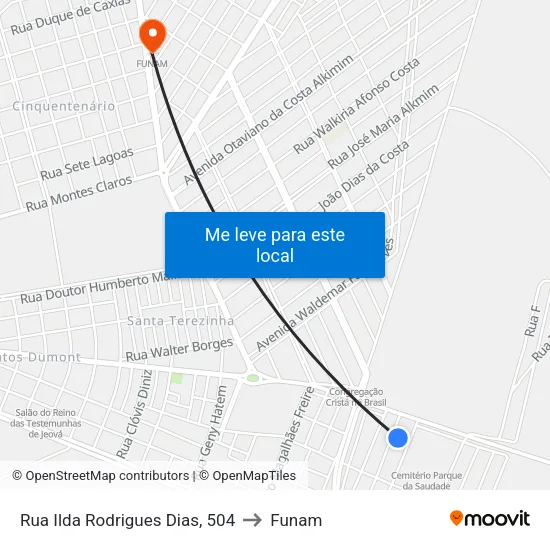 Rua Maria Ribeiro De Souza, 561 to Funam map