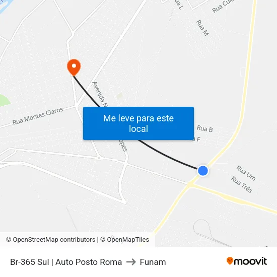 Br-365 Sul | Auto Posto Roma to Funam map