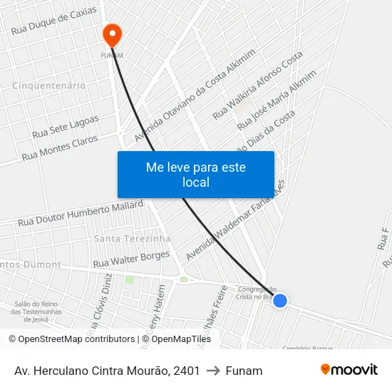 Av. Herculano Cintra Mourão, 2401 to Funam map