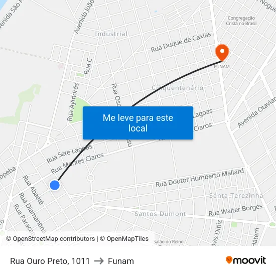Rua Ouro Preto, 1011 to Funam map