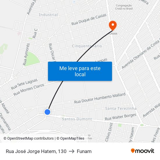 Rua José Jorge Hatem, 130 to Funam map