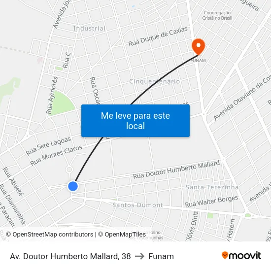 Av. Doutor Humberto Mallard, 38 to Funam map