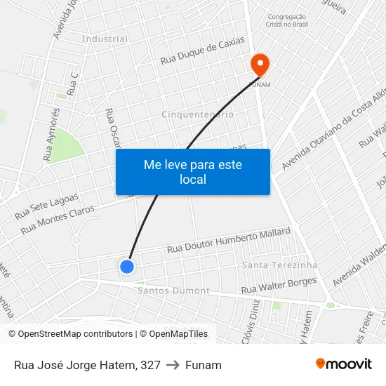 Rua José Jorge Hatem, 327 to Funam map