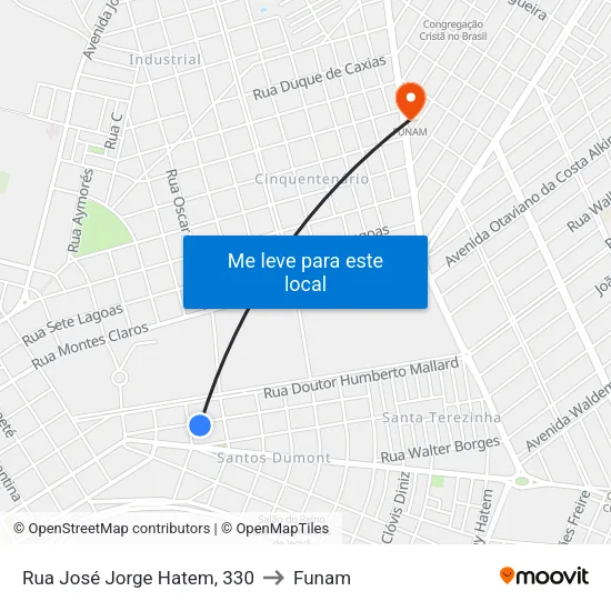 Rua José Jorge Hatem, 330 to Funam map