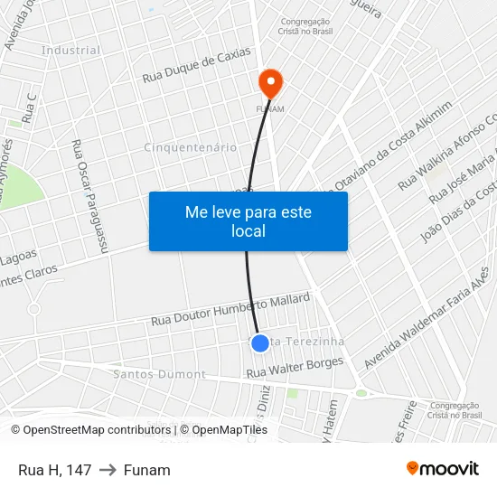 Rua H, 147 to Funam map