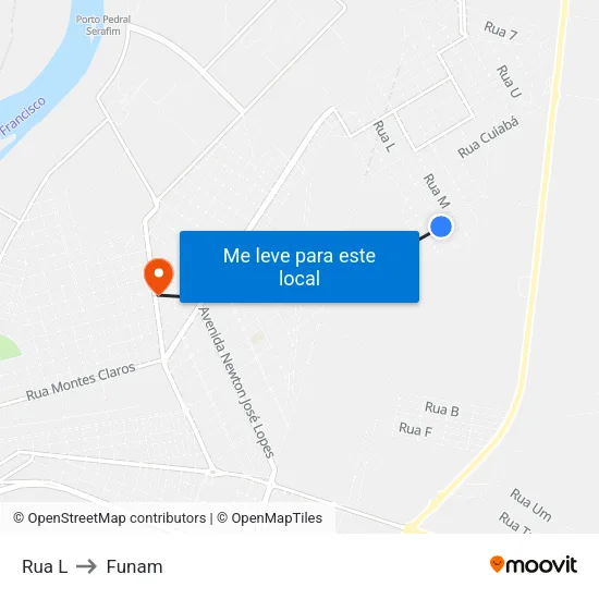 Rua L to Funam map