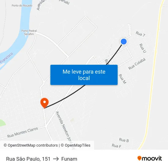Rua São Paulo, 151 to Funam map