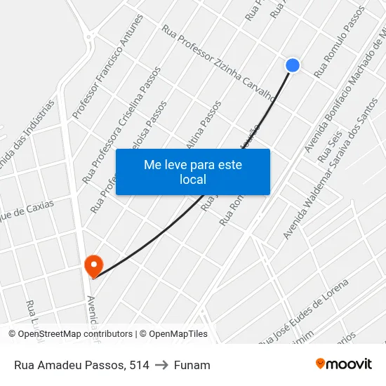Rua Amadeu Passos, 514 to Funam map