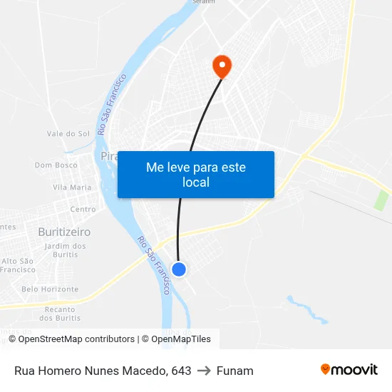 Rua Homero Nunes Macedo, 643 to Funam map