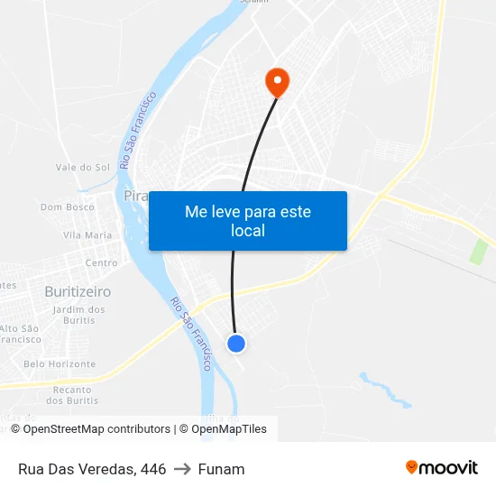 Rua Das Veredas, 446 to Funam map