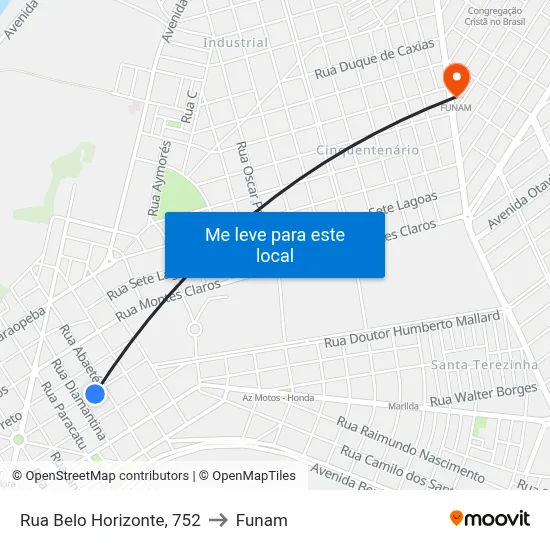 Rua Belo Horizonte, 752 to Funam map