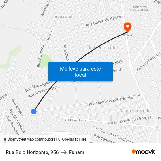 Rua Belo Horizonte, 956 to Funam map