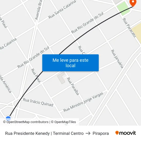 Rua Presidente Kenedy | Terminal Centro to Pirapora map