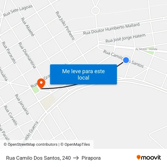 Rua Camilo Dos Santos, 240 to Pirapora map