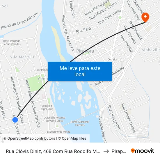 Rua Clóvis Diniz, 468 Com Rua Rodolfo Mallard to Pirapora map