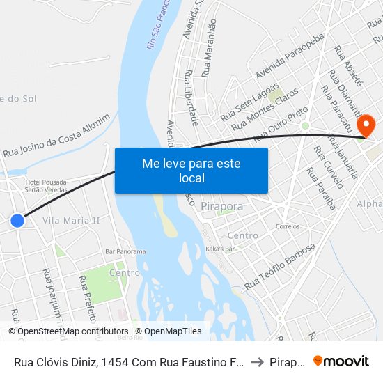 Rua Clóvis Diniz, 1454 Com Rua Faustino Fernandes to Pirapora map