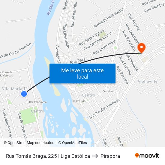 Rua Tomás Braga, 225 | Liga Católica to Pirapora map