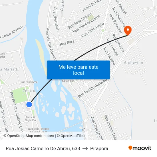 Rua Josias Carneiro De Abreu, 633 to Pirapora map