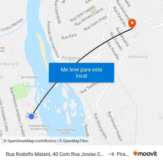 Rua Rodolfo Malard, 40 Com Rua Josias Carneiro De Abreu to Pirapora map