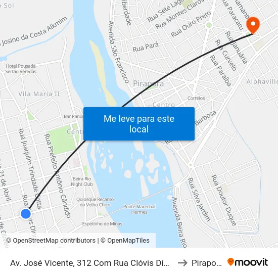 Av. José Vicente, 312 Com Rua Clóvis Diniz to Pirapora map