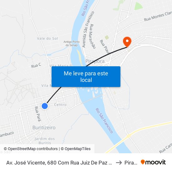 Av. José Vicente, 680 Com Rua Juiz De Paz Jovino Francisco Braga to Pirapora map