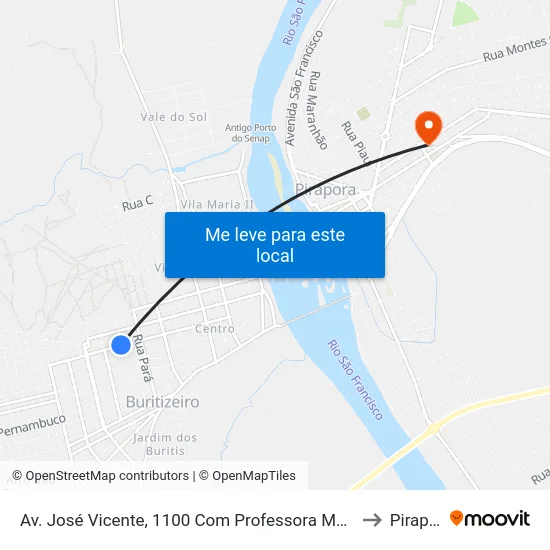 Av. José Vicente, 1100 Com Professora Maria Geralda to Pirapora map