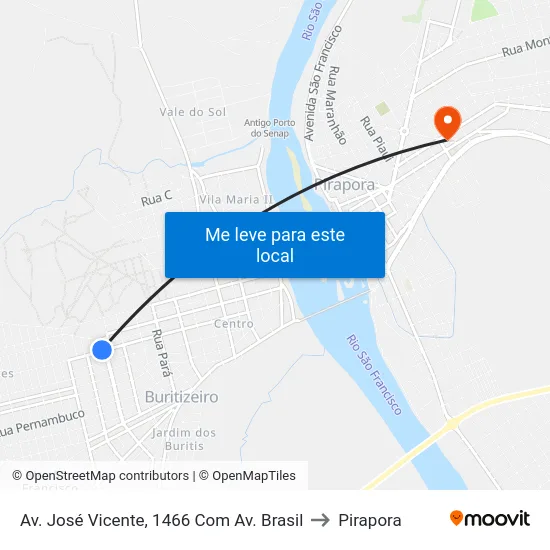 Av. José Vicente, 1466 Com Av. Brasil to Pirapora map