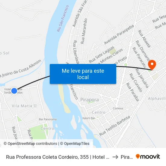 Rua Professora Coleta Cordeiro, 355 | Hotel Pousada Sertão Veredas to Pirapora map