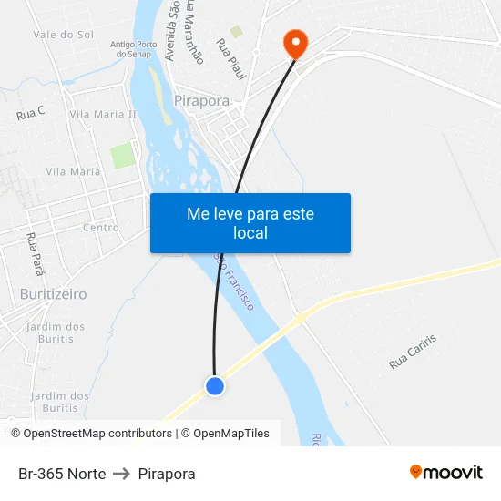 Br-365 Norte to Pirapora map