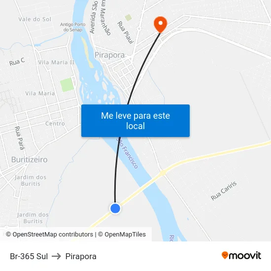 Br-365 Sul to Pirapora map