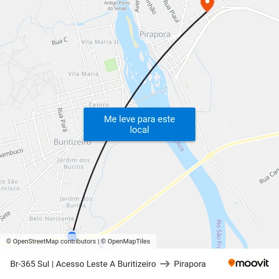 Br-365 Sul | Acesso Leste A Buritizeiro to Pirapora map
