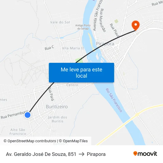 Av. Geraldo José De Souza, 851 to Pirapora map