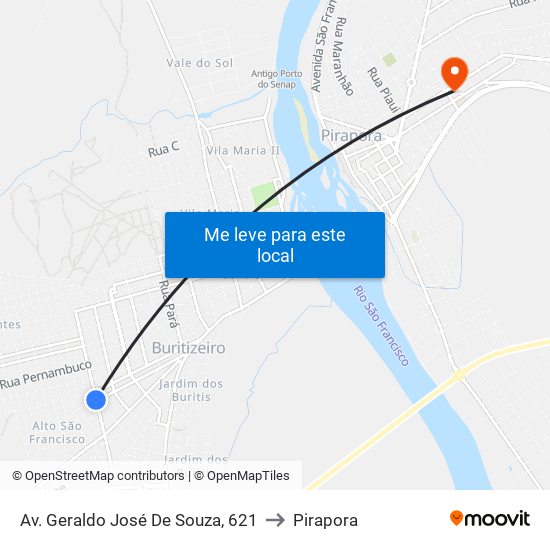 Av. Geraldo José De Souza, 621 to Pirapora map