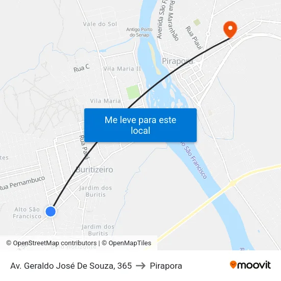 Av. Geraldo José De Souza, 365 to Pirapora map