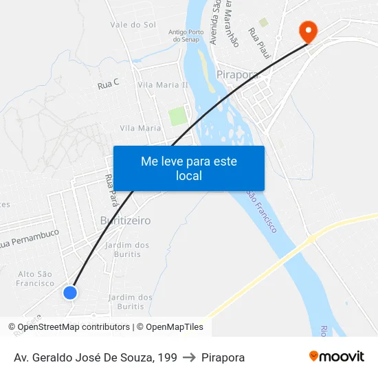 Av. Geraldo José De Souza, 199 to Pirapora map