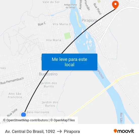 Av. Central Do Brasil, 1092 to Pirapora map