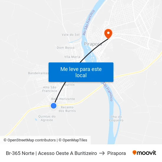 Br-365 Norte | Acesso Oeste A Buritizeiro to Pirapora map