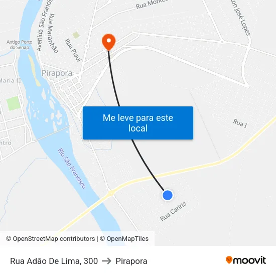 Rua Adão De Lima, 300 to Pirapora map
