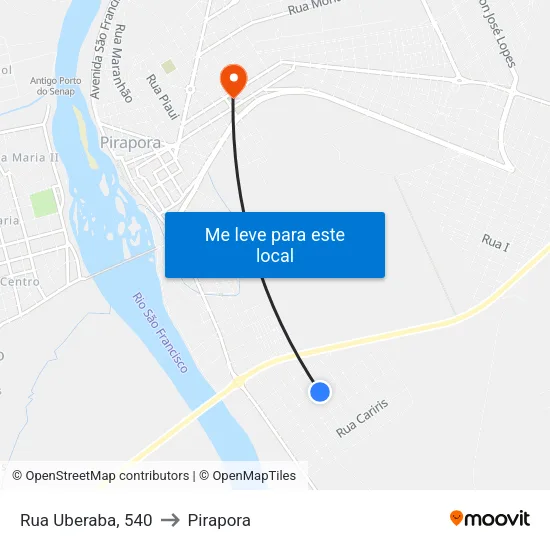 Rua Uberaba, 540 to Pirapora map