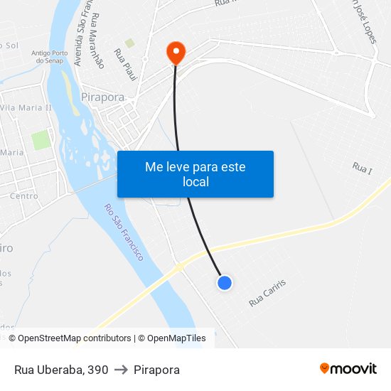 Rua Uberaba, 390 to Pirapora map