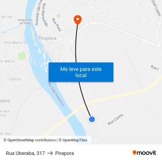 Rua Uberaba, 317 to Pirapora map