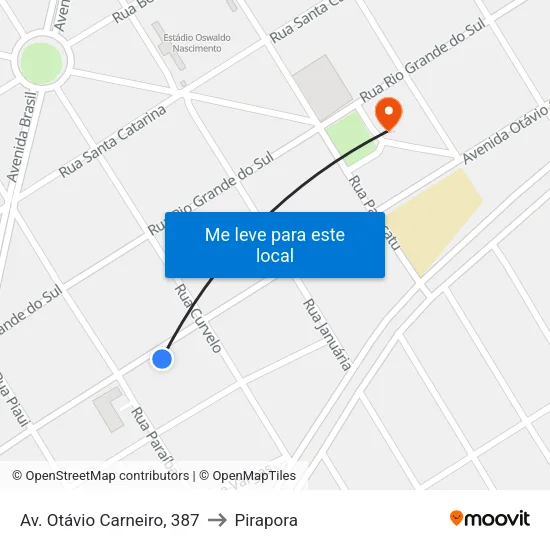 Av. Otávio Carneiro, 387 to Pirapora map