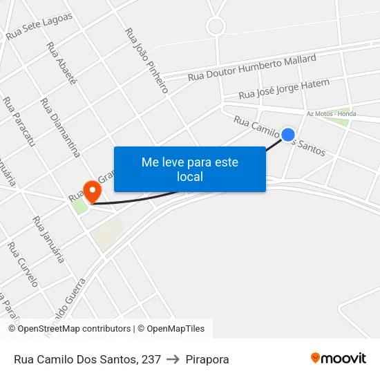 Rua Camilo Dos Santos, 237 to Pirapora map