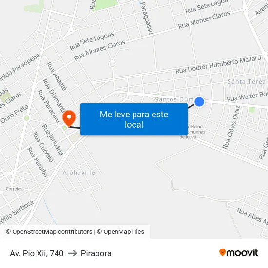 Av. Pio Xii, 740 to Pirapora map