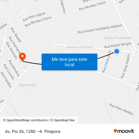 Av. Pio Xii, 1280 to Pirapora map
